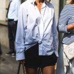 white-long-shirt-black-skirt-outfit