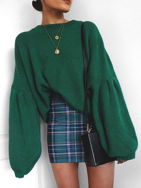 green plaid skirt ideas