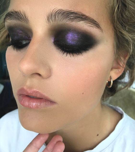 purple glitter eye makeup