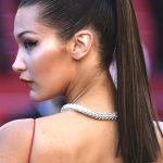 bella-hadid-sleek-ponytail-wedding-hairstyle-ideas-min