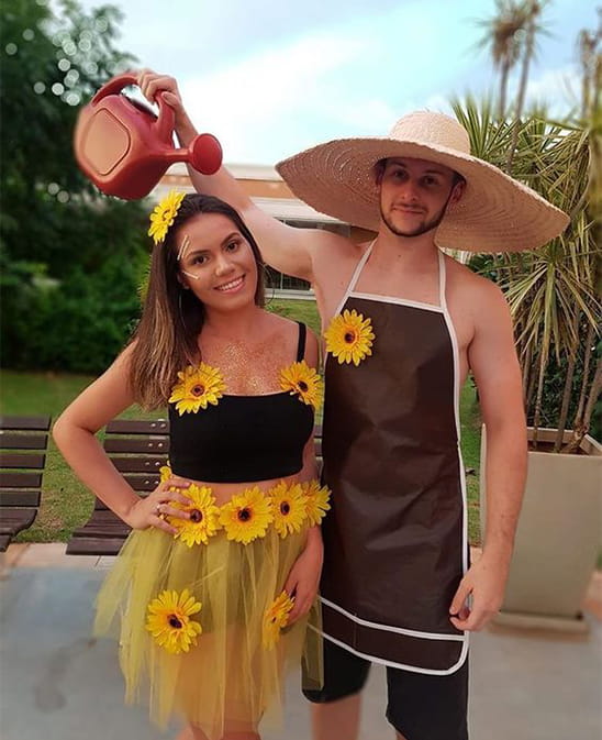 sunflower-and-gardener-halloween-couples-costume | Ecemella